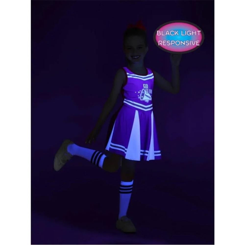Orange Cheerleader Set - Black Light Responsive Halloween Costume - Size Large